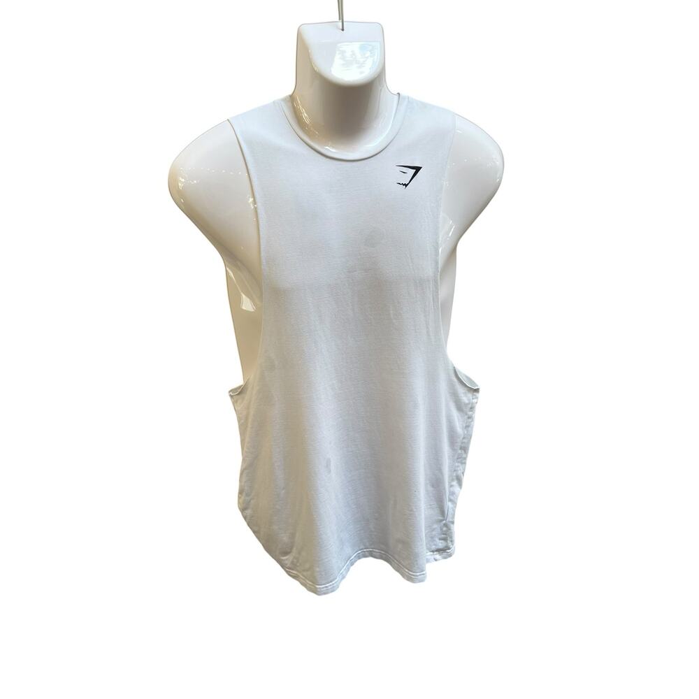 Gymshark Men’s Small White Stringer Tank Top Sleeveless Gym Workout Active EUC